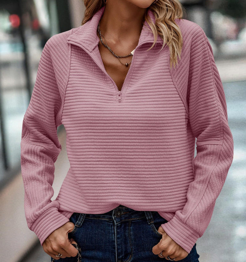 Krohn-e | Modisch strukturierter Pullover mit Kragenreißverschluss