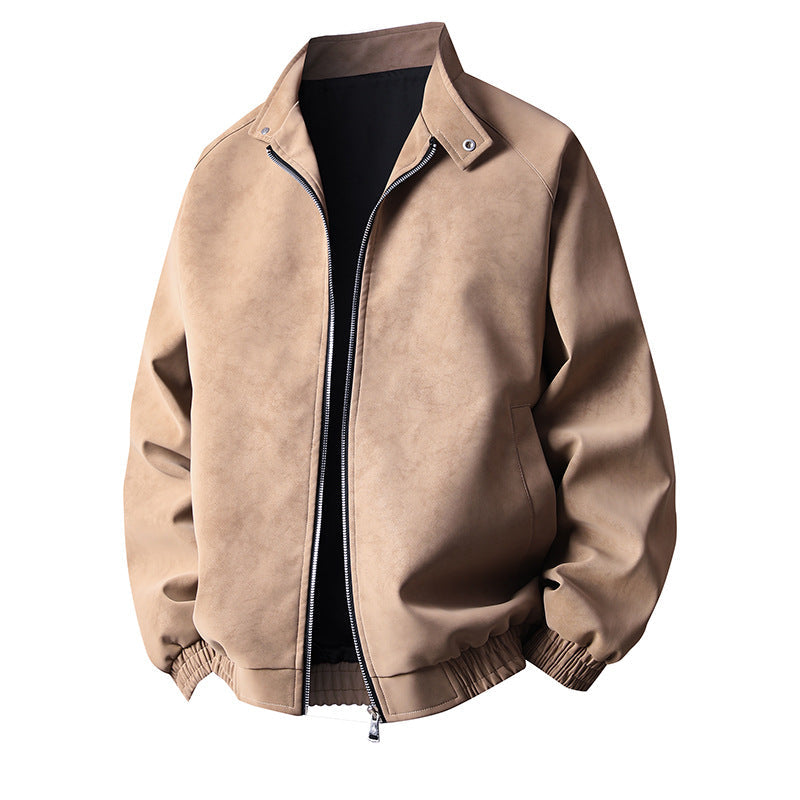 Herren stylische Kunstlederjacke im modernen Design und elastischen Bündchen Krohn-e