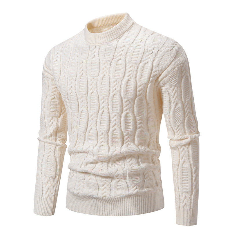 Herren Grobstrickpullover mit modernem Zopfmuster und Rundhalsausschnitt Krohn-e