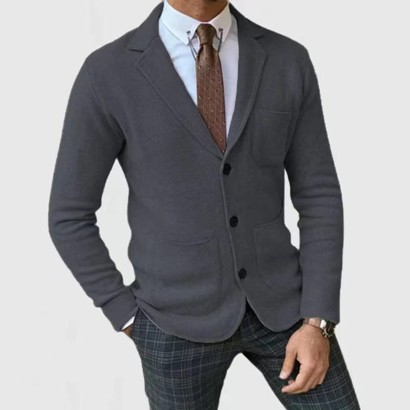 Herren Strickblazer mit Knopfleiste und praktischen Taschen Krohn-e