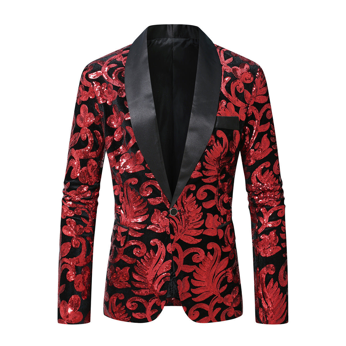 Herren glitzernder Anzugblazer mit floralen Paillettenmustern Krohn-e