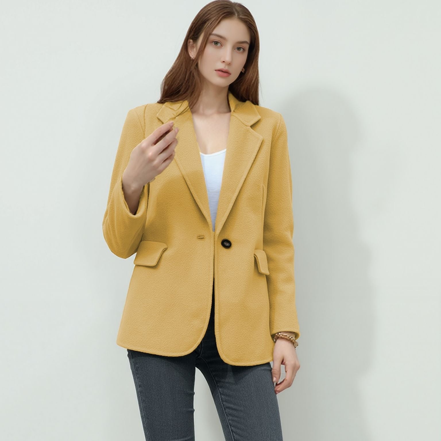 Damen elegante Boucle-Blazerjacke Krohn-e