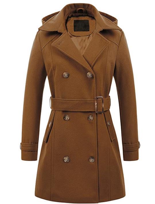 Damen eleganter Peacoat mit doppelter Knopfleiste und Taillengürtel Krohn-e