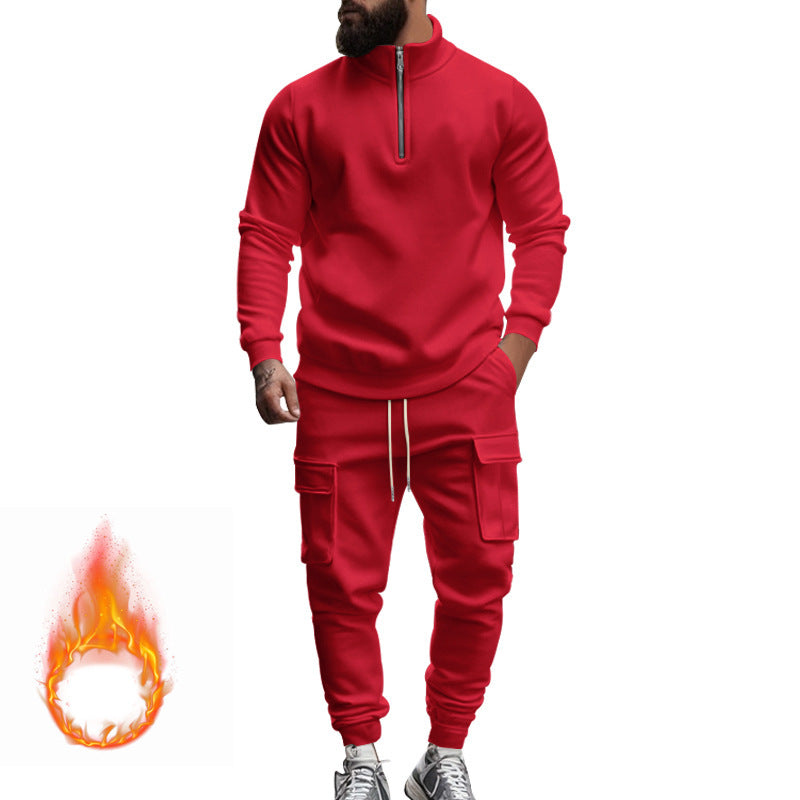 Herren Sportliches Fleece-Set mit funktionalem Reißverschluss und Cargo-Hosen Krohn-e