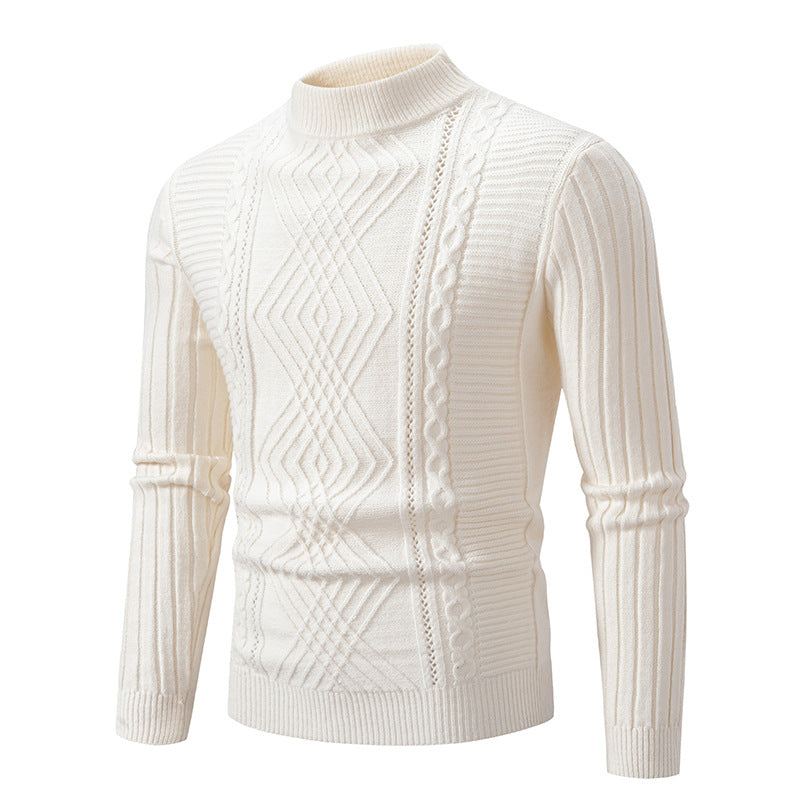 Herren Rollkragenpullover aus hochwertiger Baumwolle mit strukturiertem Zopfmuster Krohn-e