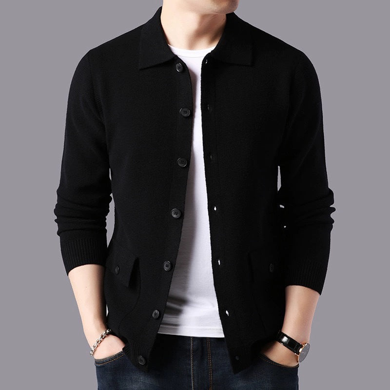 Herren Strukturierte Strickjacke mit Knopfverschluss und praktischen Taschen Krohn-e