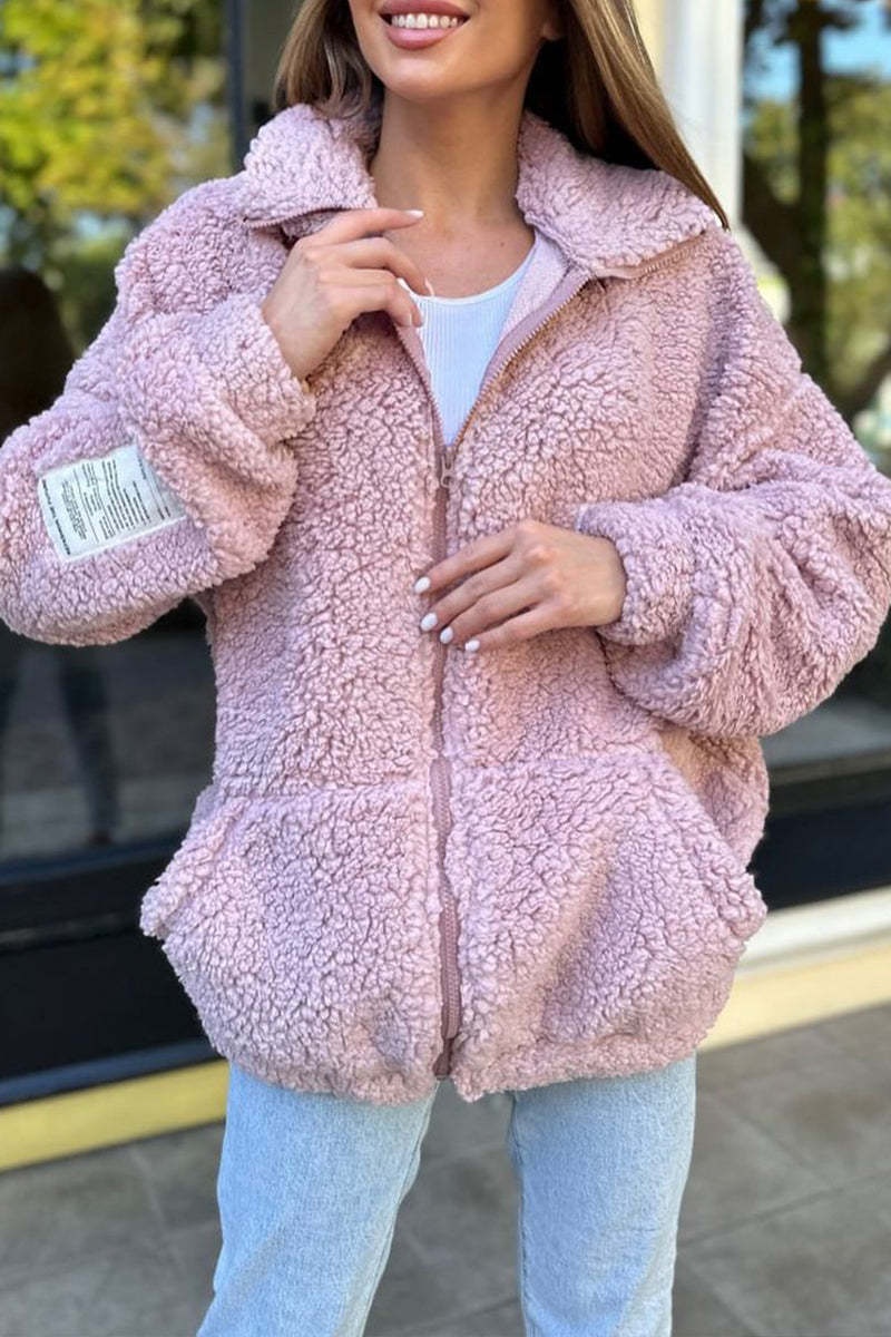 Damen Kuschelige Fleecejacke mit praktischen Taschen und hohen Kragen Krohn-e