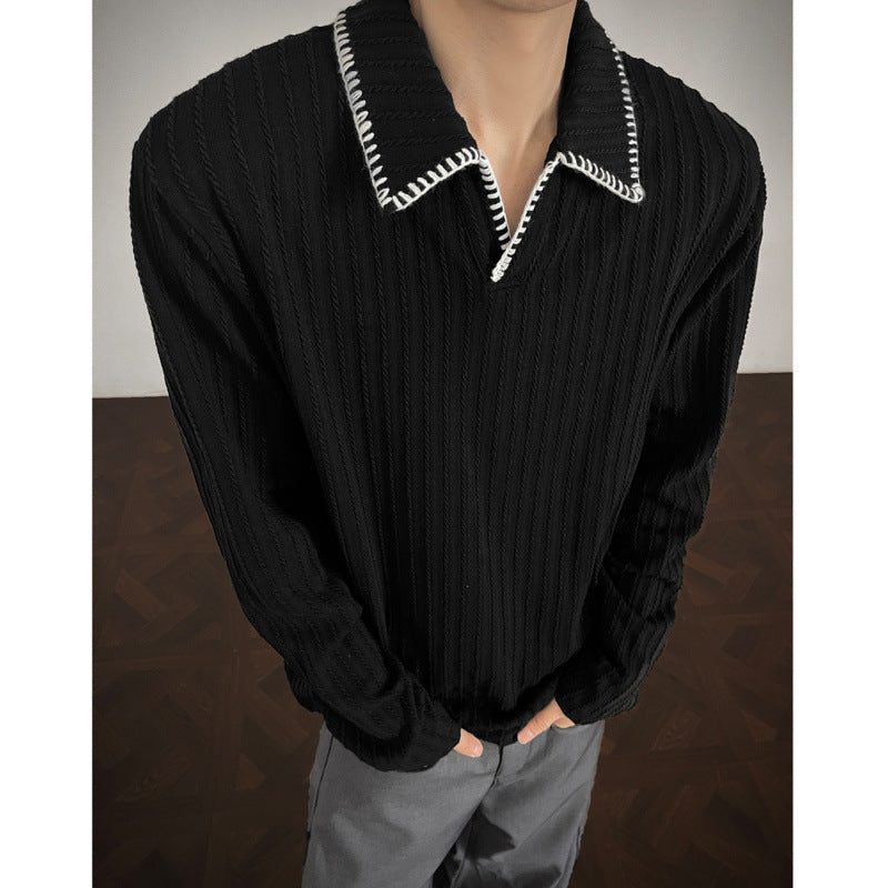 Herren Pullover mit lässigem strukturiertem Design und modischem Kragen Krohn-e