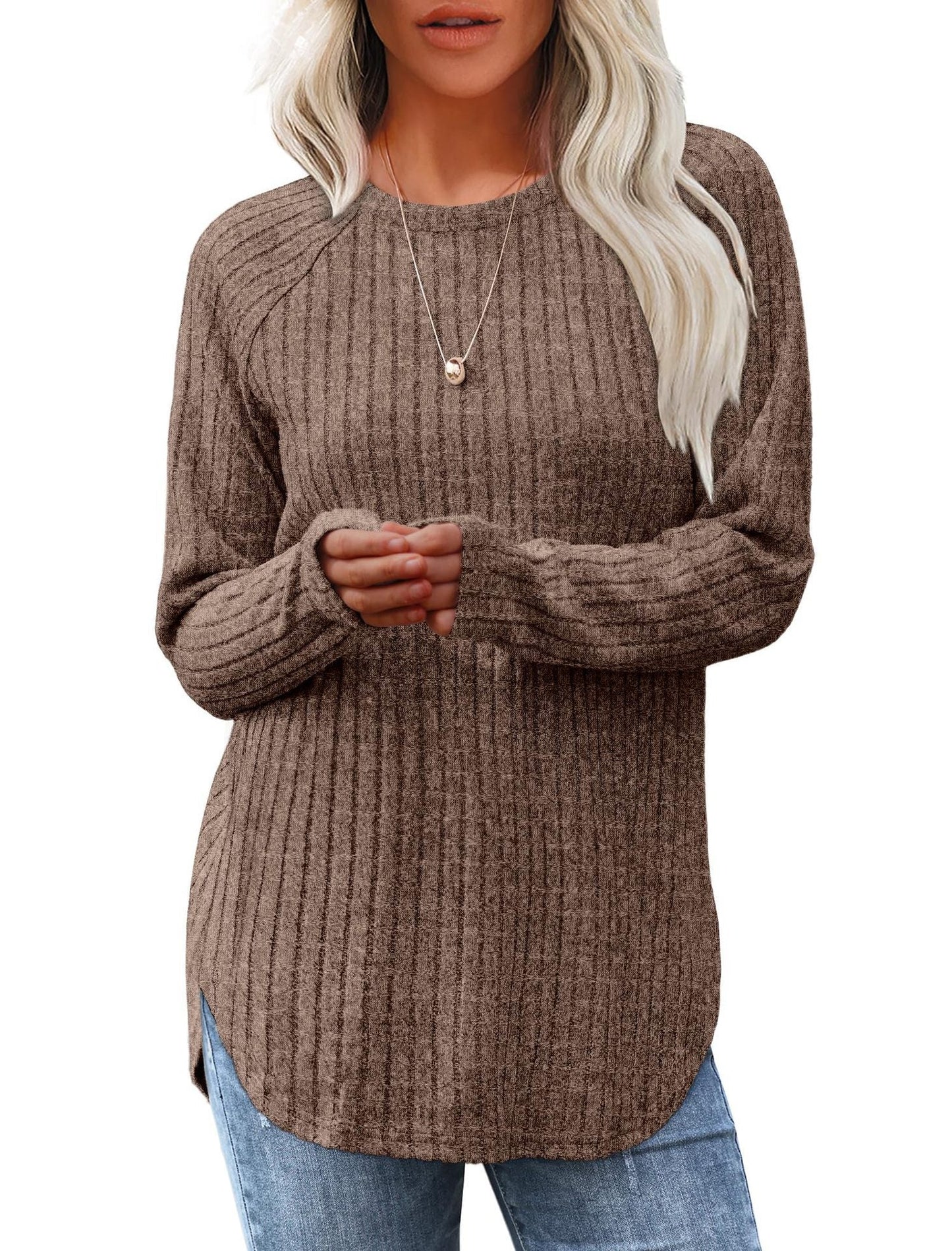 Damen weicher und lässiger Strickpullover mit Rippenmuster Krohn-e