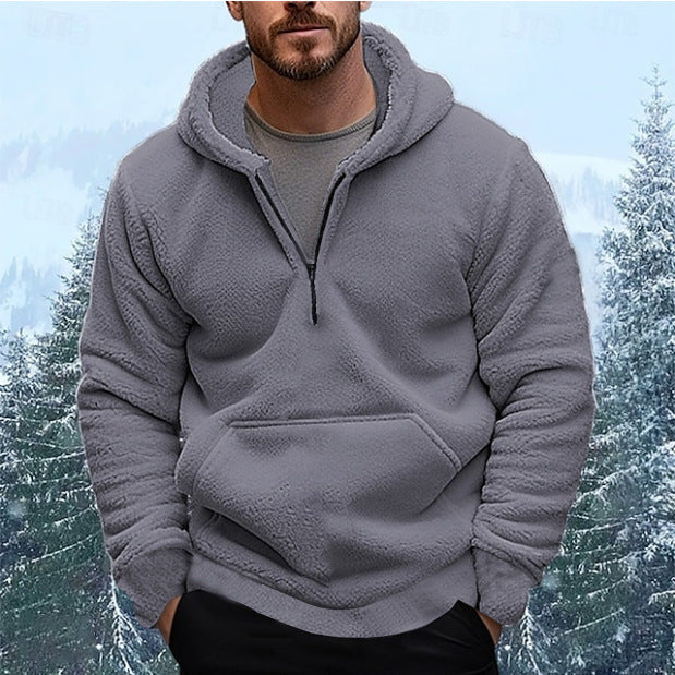 Herren Kuscheliger Fleece-Hoodie mit halblangem Reißverschluss Krohn-e