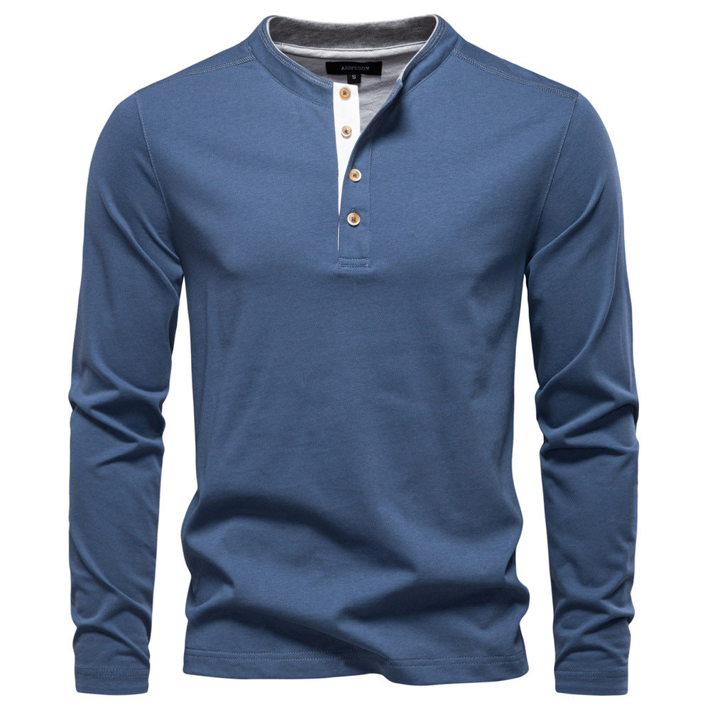 Herren Langarm-Henley-Shirt mit eleganten Druckknöpfen und bequemer Passform Krohn-e