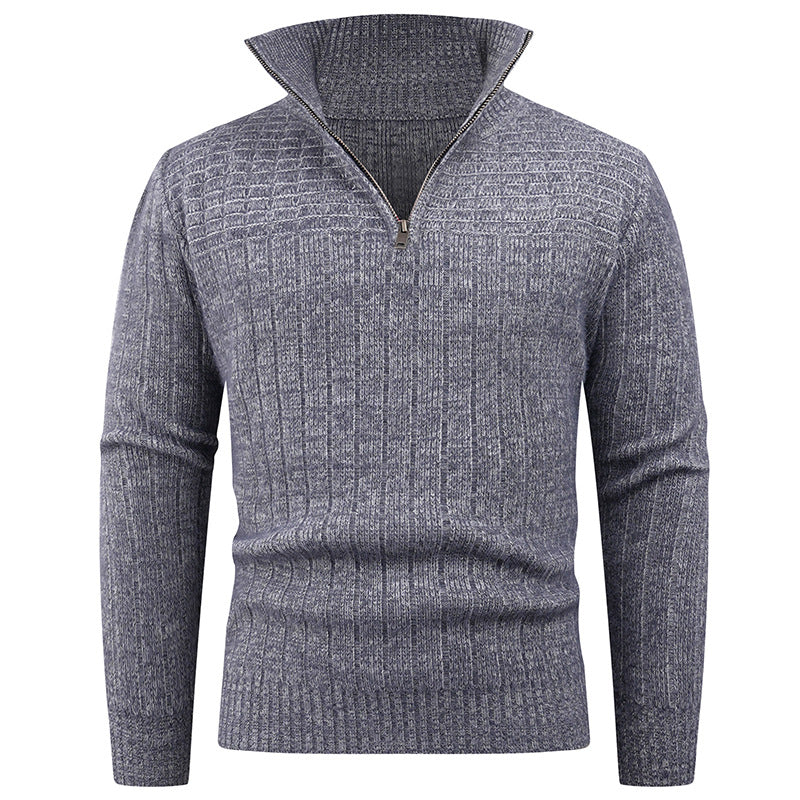 Herren Rollkragenpullover mit hochwertiger Rippstruktur und modernem Reißverschluss Krohn-e