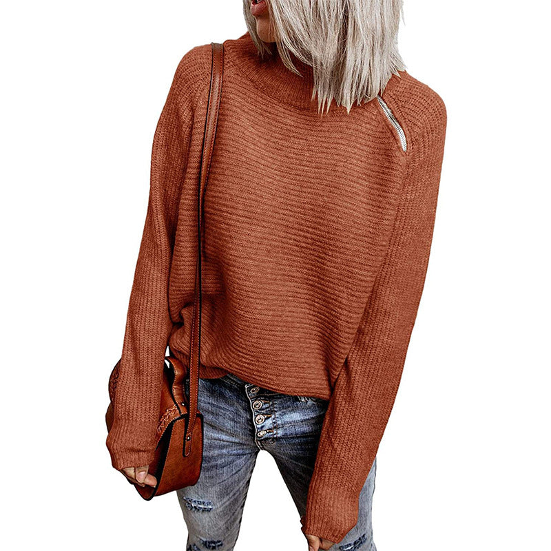 Damen trendiger oversize Pullover mit stylischem Stehkragen und angeschnittenen Ärmeln Krohn-e