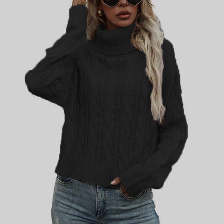 Damen Rollkragenpullover mit strukturiertem Zopfmuster und lässigem Schnitt Krohn-e