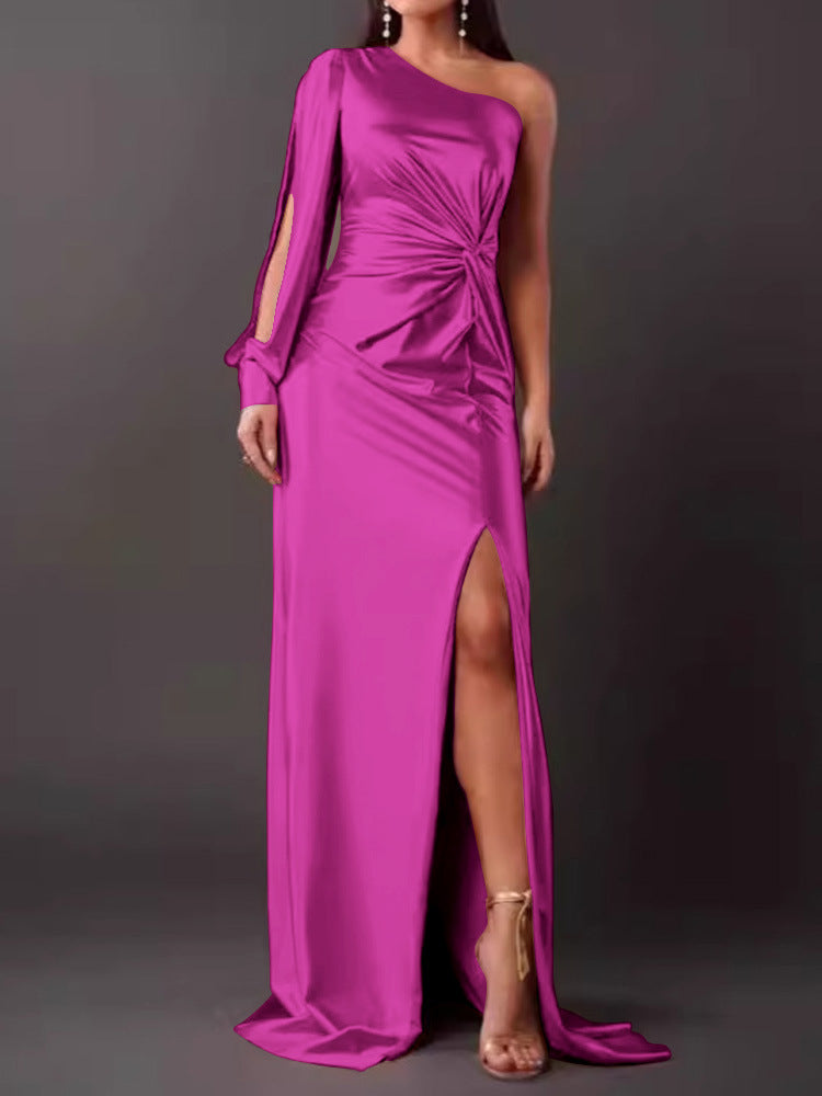 Damen Abendkleid mit asymmetrischem Ausschnitt und eleganter Faltenlegung Krohn-e