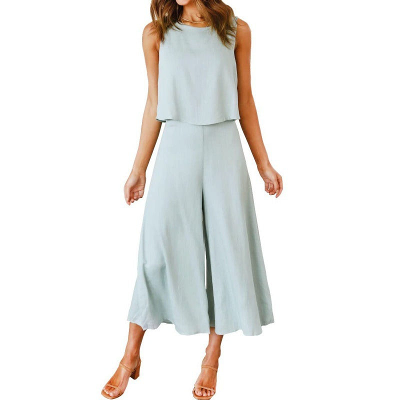 Damen Jumpsuit mit fließendem Schnitt und weitem Bein Krohn-e