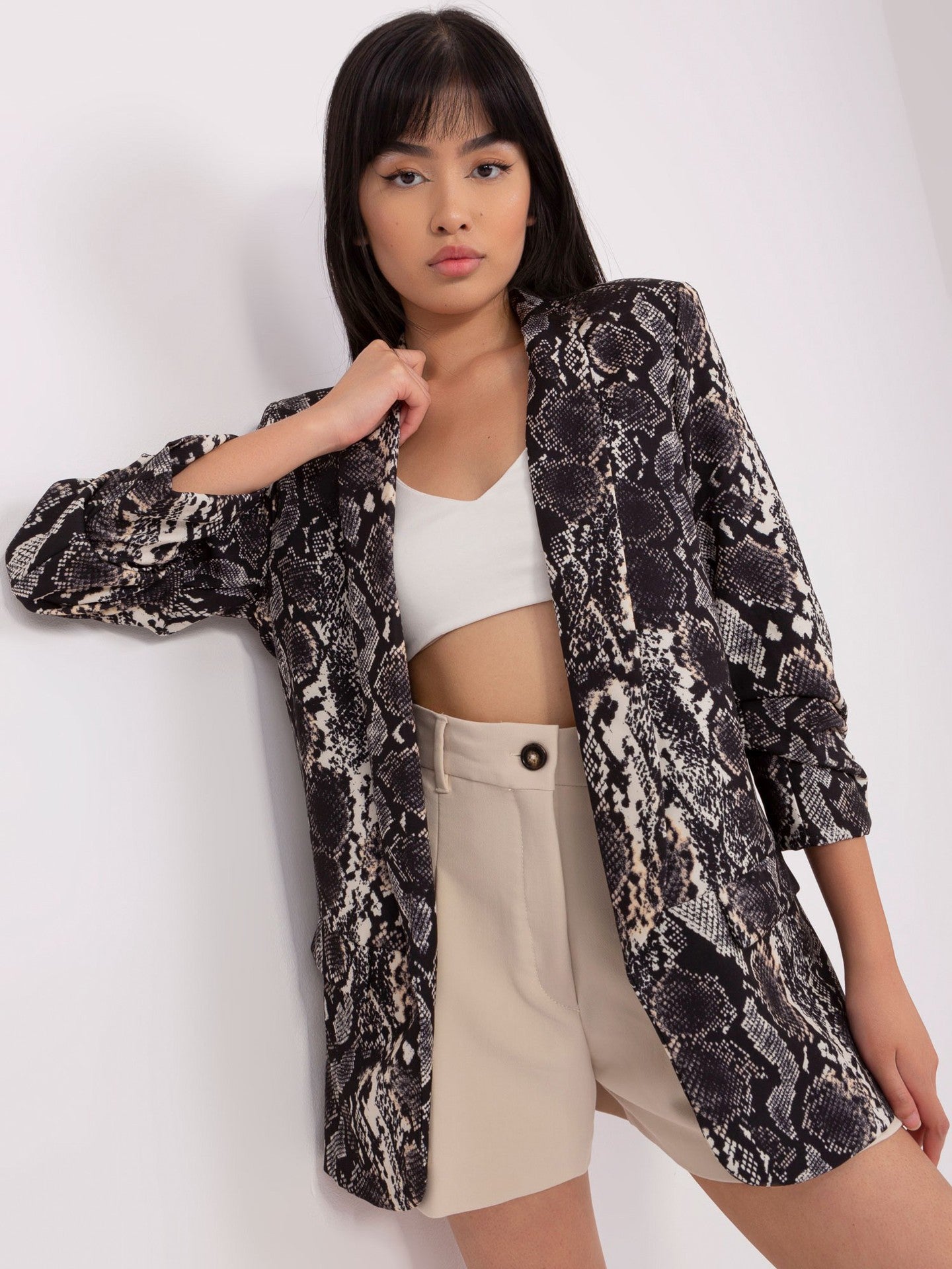 Lässiger Blazer für Herbst 2024, Leoparden- und Schlangenprint