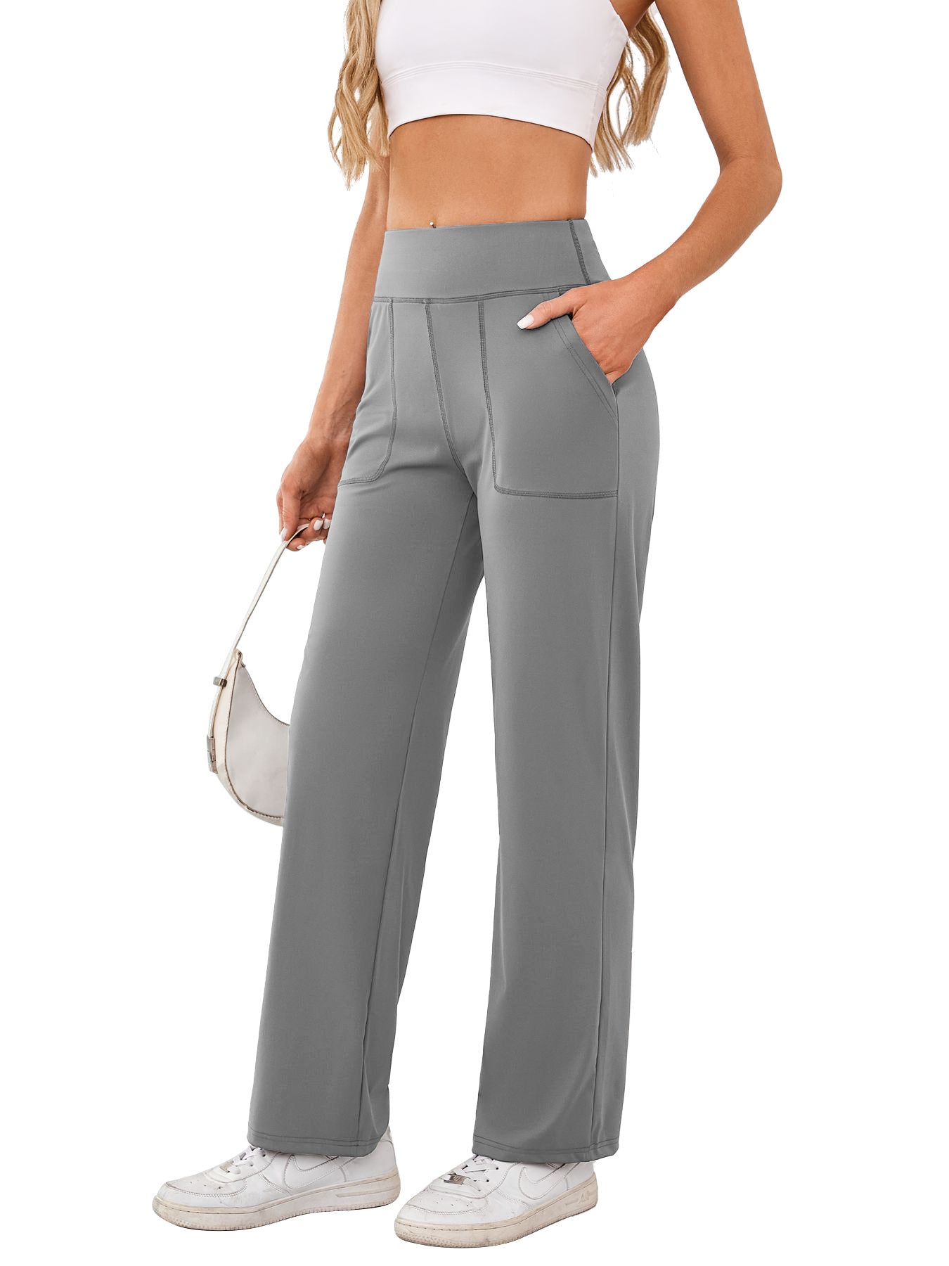 Damen bequeme Freizeithose mit seitlichen Taschen und elastischem Bund Krohn-e