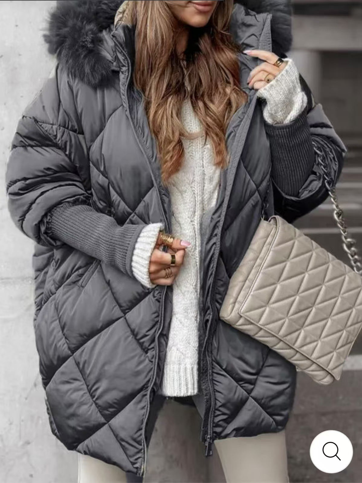 Damen gestepptes Winterparka mit abnehmbarer Kapuze Krohn-e