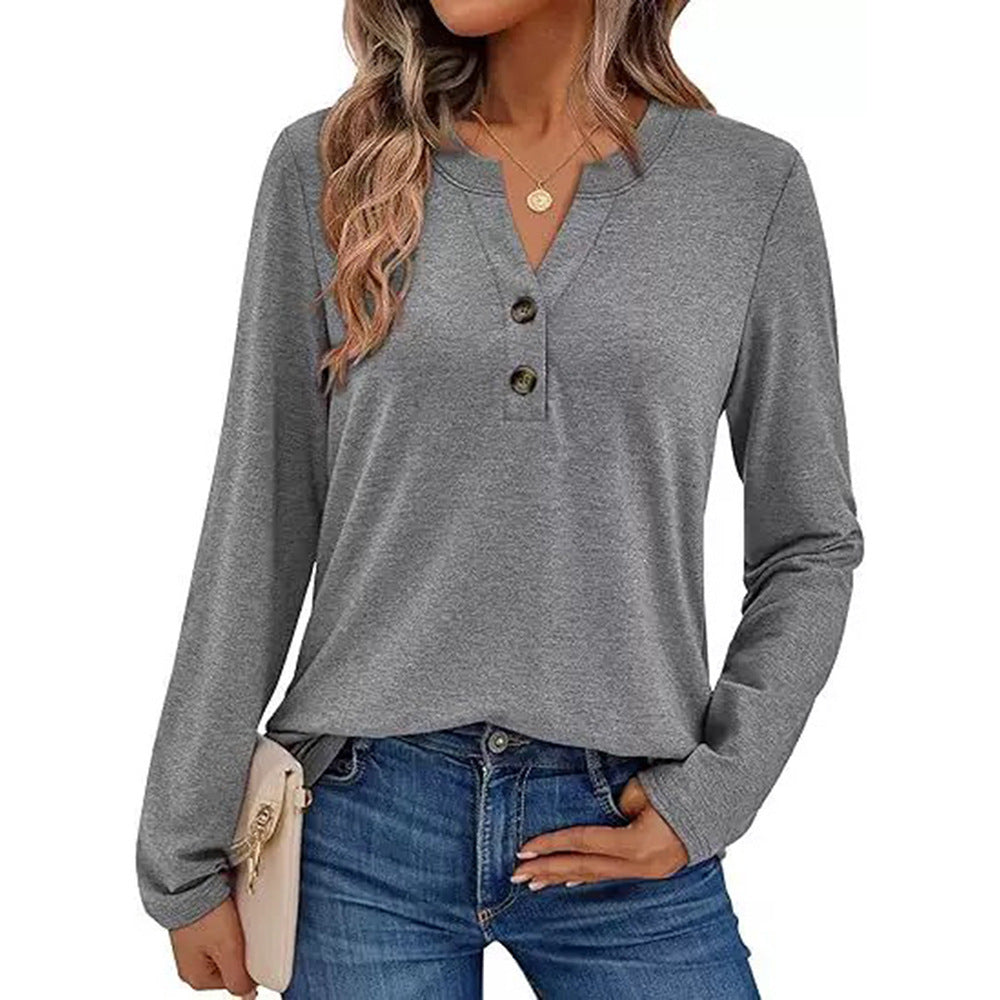 Damen Langarmshirt mit Knopfdetails Krohn-e