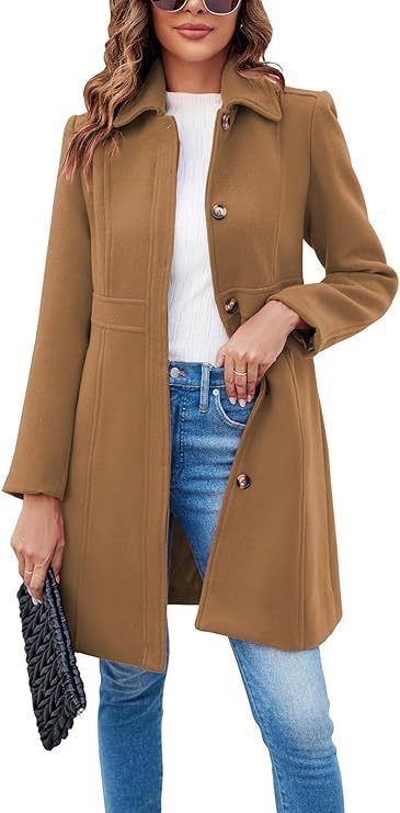 Damen klassischer Wollmantel mit modischem Schnitt und funktionalen Details Krohn-e