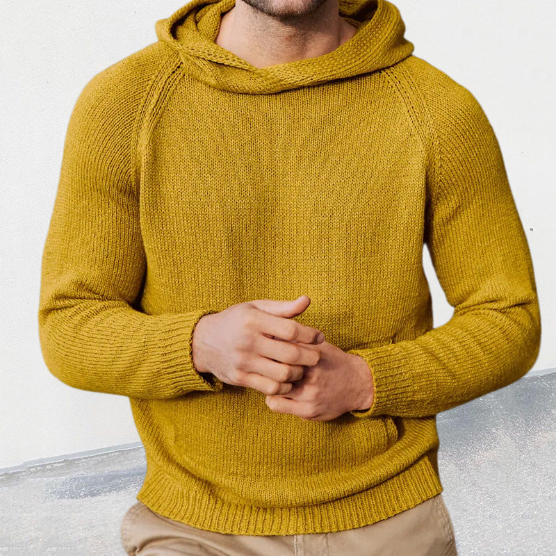 Herren Strickpullover mit Kapuze und feiner Maschenstruktur Krohn-e