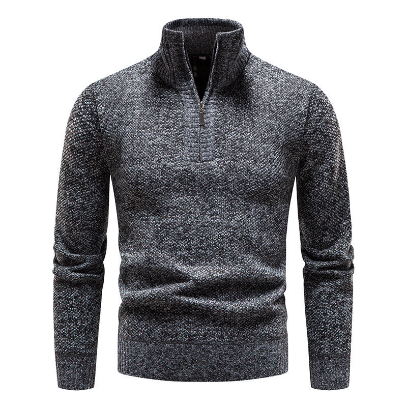 Herren eleganter Strickpullover mit modernem Stehkragen und Reißverschluss Krohn-e