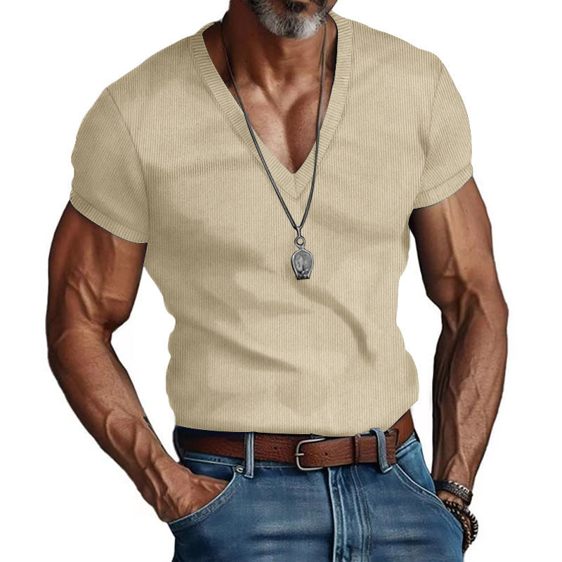 Herren Kurzarm V-Ausschnitt T-Shirt Krohn-e