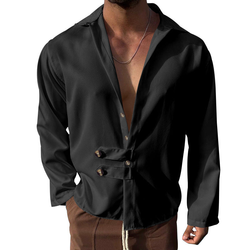 Herren Elegantes Hemd mit innovativem Knopfdesign und tiefem V-Ausschnitt Krohn-e