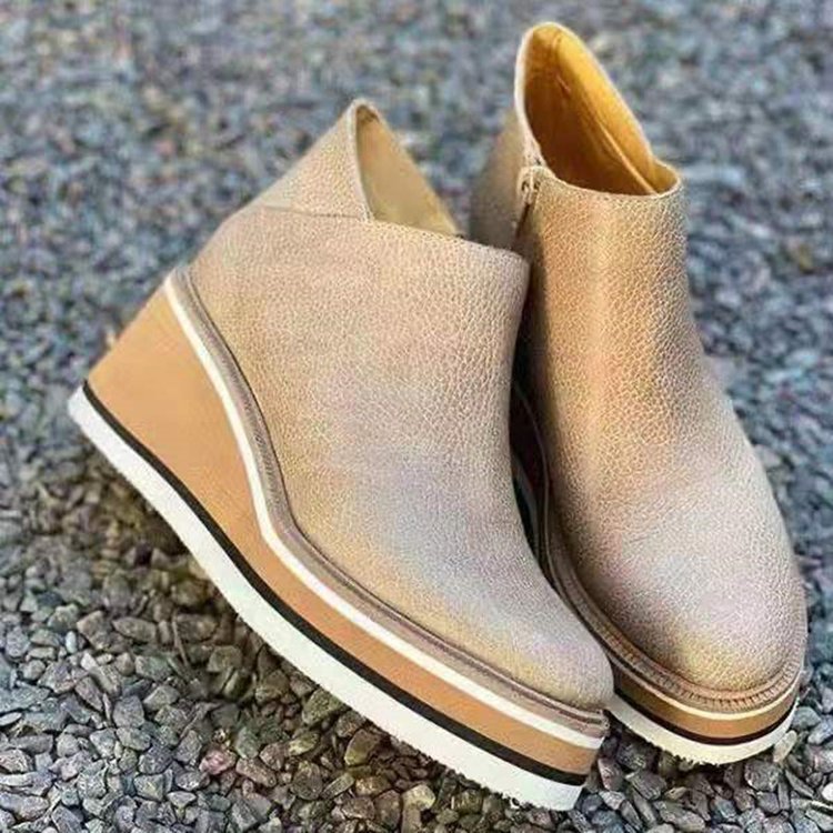 Damen Modische Keil-Stiefeletten aus feinem Wildleder mit praktischem Reißverschluss Krohn-e