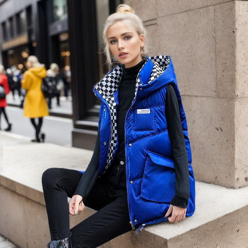 Damen gesteppte Winterweste mit verstellbarer Kapuze und praktischen Taschen Krohn-e