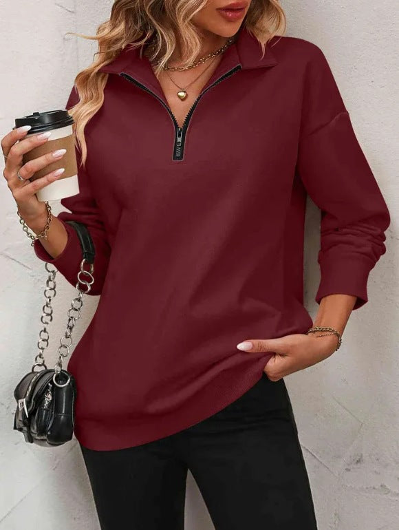 Damen Sweatshirt mit halbem Reißverschluss Krohn-e