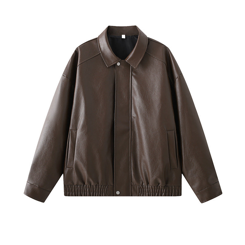 Herren elegante Kunstlederjacke mit elastischem Bund Krohn-e