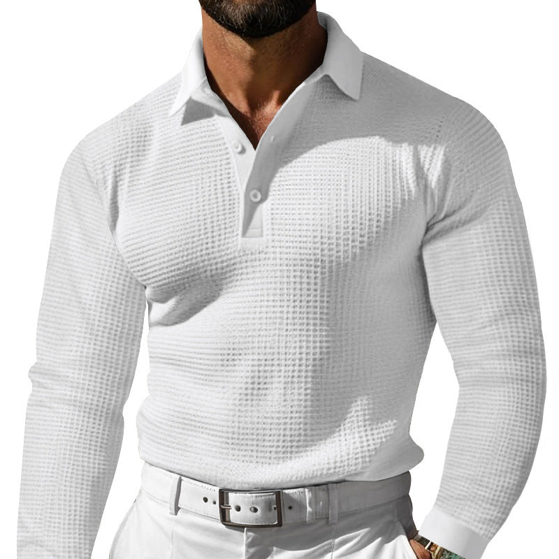 Herren Langarm-Poloshirt mit strukturiertem Design und klassischem Kragen Krohn-e
