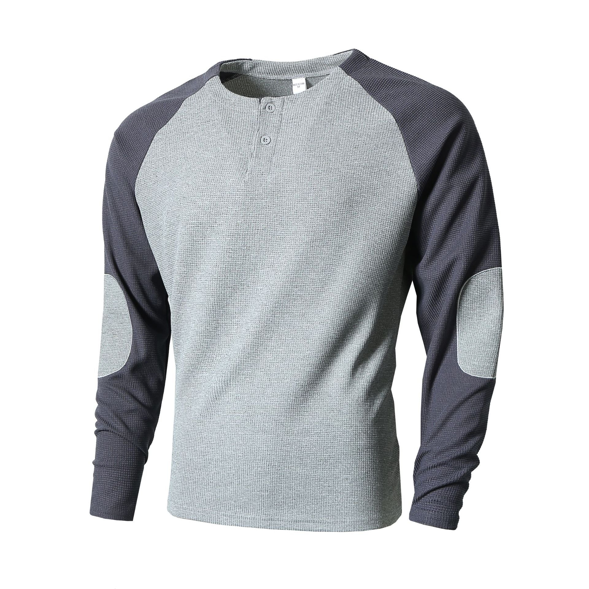 Herren Langarmshirt mit modischem Henley-Ausschnitt und strukturierten Ärmeln Krohn-e