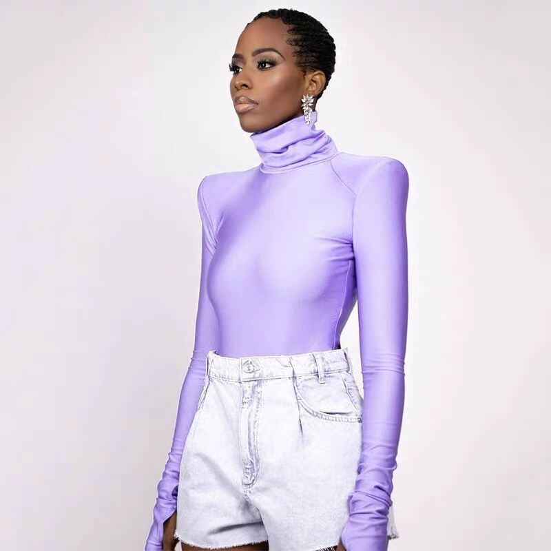 Damen eleganter Rollkragen-Bodysuit aus bequemem Stretch-Material Krohn-e