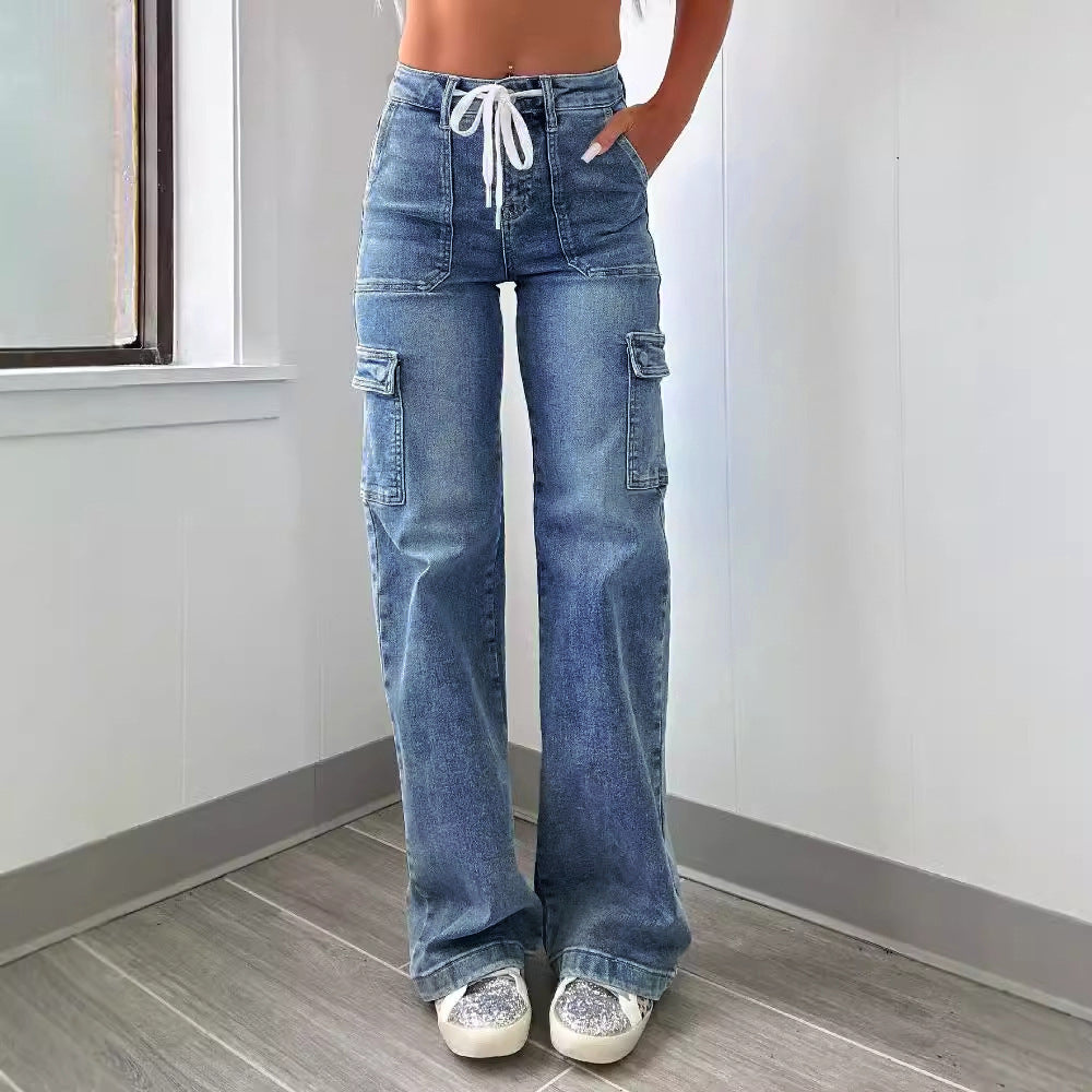 Damen Cargo-Jeans mit praktischen Taschen und weiter Beinform Krohn-e