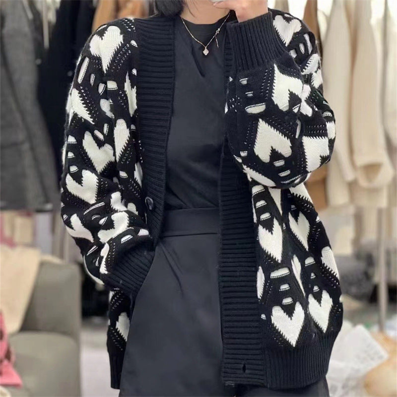 Damen Strickjacke mit Herzmotiv und luxuriösem Schnitt Krohn-e