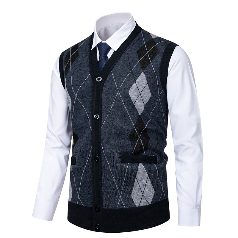 Herren edle Strickjacke mit modernem Rautenmuster Krohn-e