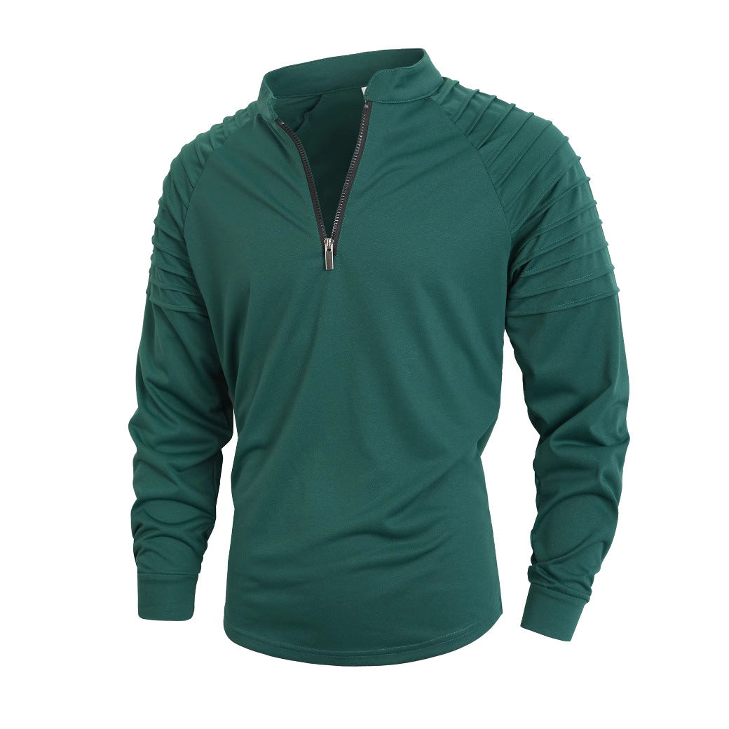 Herren Langarmshirt mit modernem Stehkragen und Reißverschluss Krohn-e