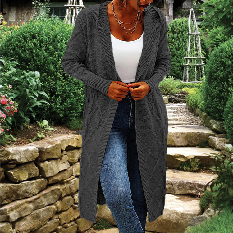 Damen Strick-Cardigan mit Kapuze und luxuriösem Zopfmuster Krohn-e