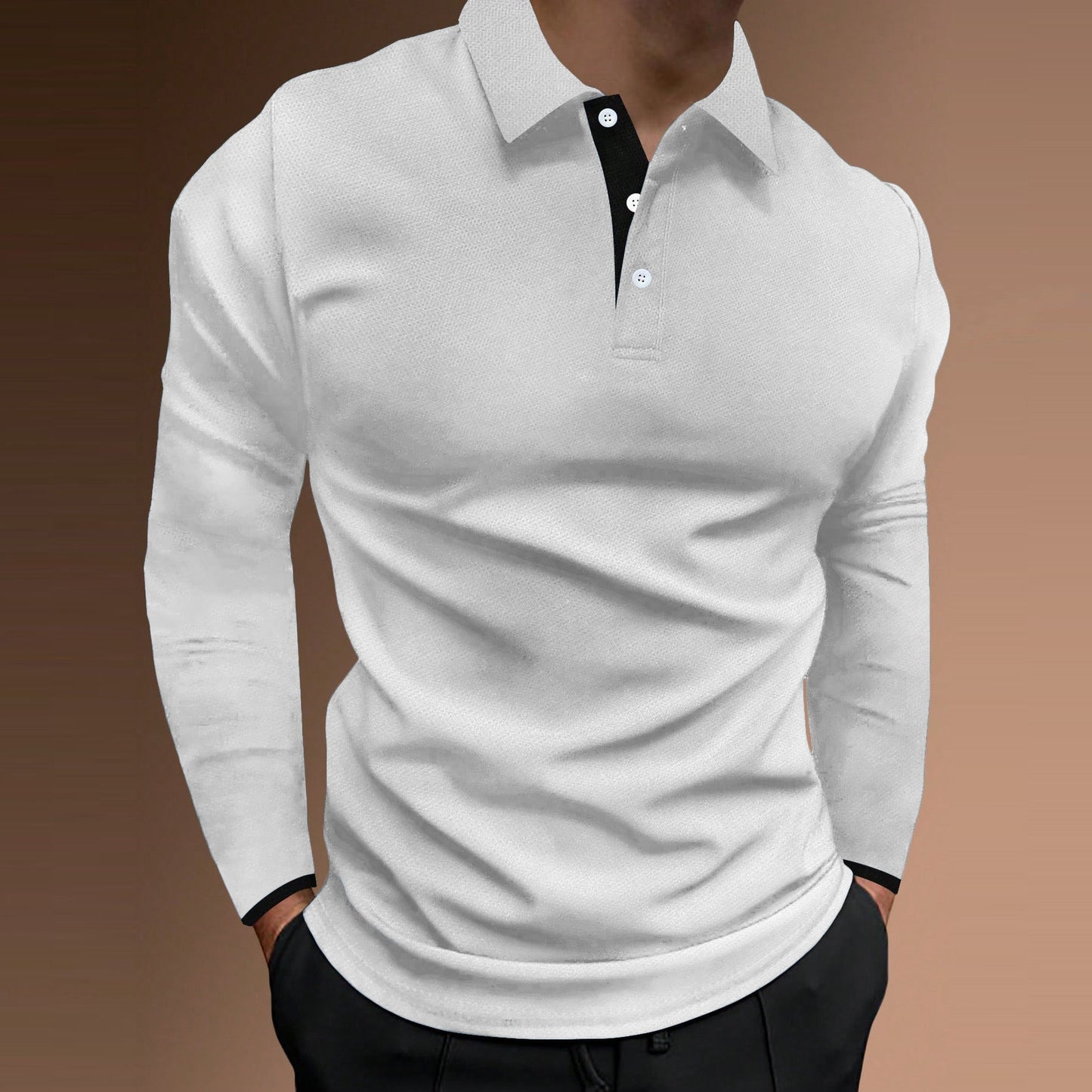Herren elegantes Langarm-Polohemd mit strukturiertem Gewebe Krohn-e