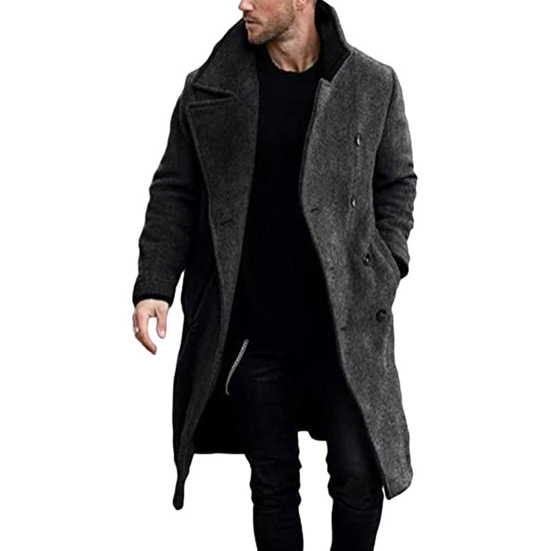 Herren trendiger Wollmantel mit strukturierter Oberfläche und praktischen Taschen Krohn-e