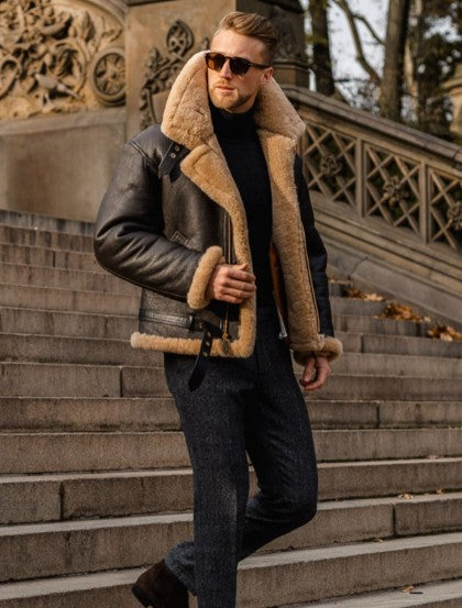 Herren robuste jacke mit warmem Plüschkragen Krohn-e