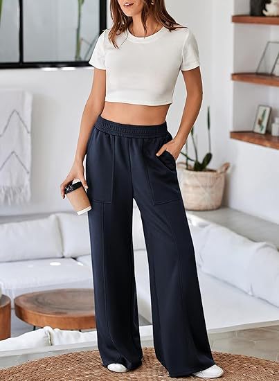 Damen Bequeme und stilvolle Freizeit-Hosen mit elastischem Bund und praktischen Taschen Krohn-e