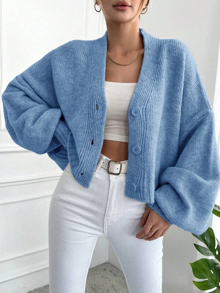 Damen Oversized Strickjacke mit Knopfdesign und weitem Schnitt Krohn-e