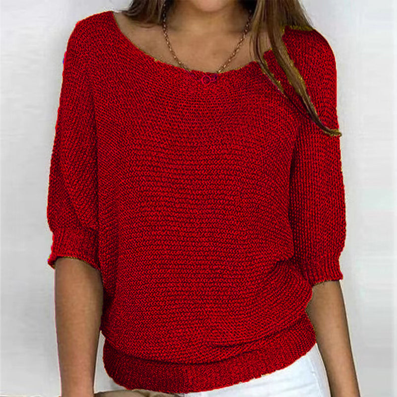 Krohn-e | Lässiger Strickpullover mit Weitem Ausschnitt Weich und Bequem Perfekt für Den Alltag