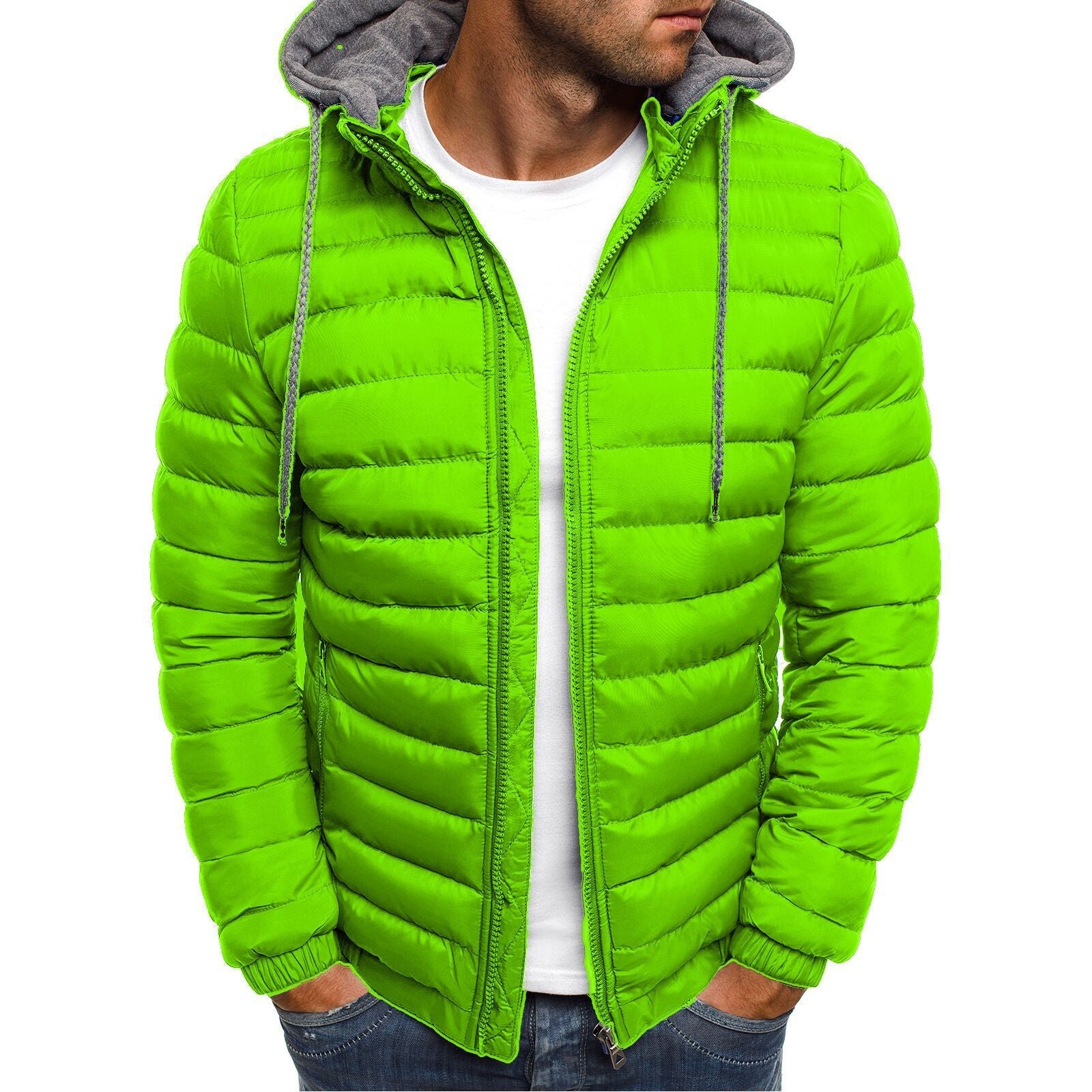 Herren leichtgewichtige Steppjacke mit Kapuze und hochabschließendem Kragen Krohn-e