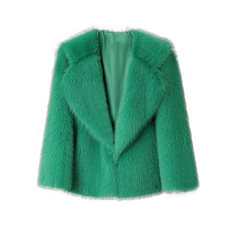 Damen Modische und kuschelige Kunstpelzjacke mit schickem Revers Krohn-e