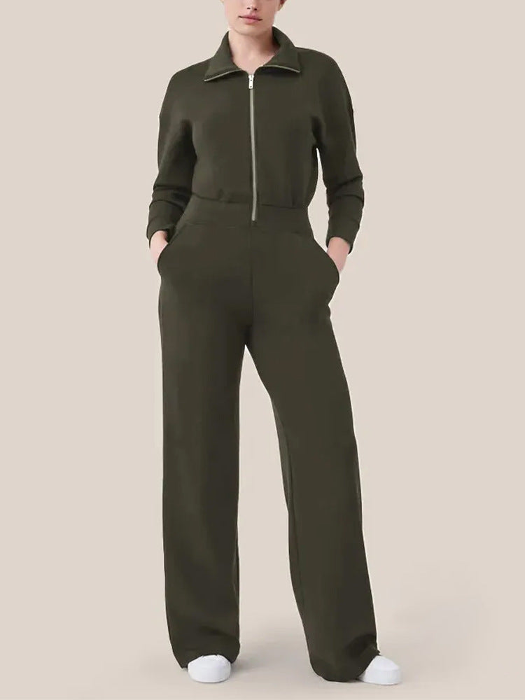 Damen Luxuriöser Lounge-Jumpsuit mit elegantem Stehkragen und praktischem Reißverschluss Krohn-e